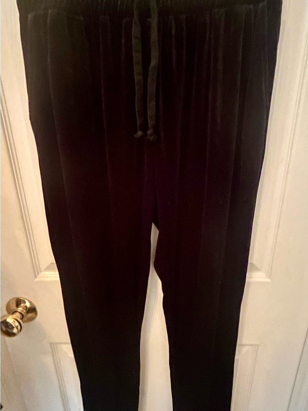 Black Velour Drawstring Jogger Pants